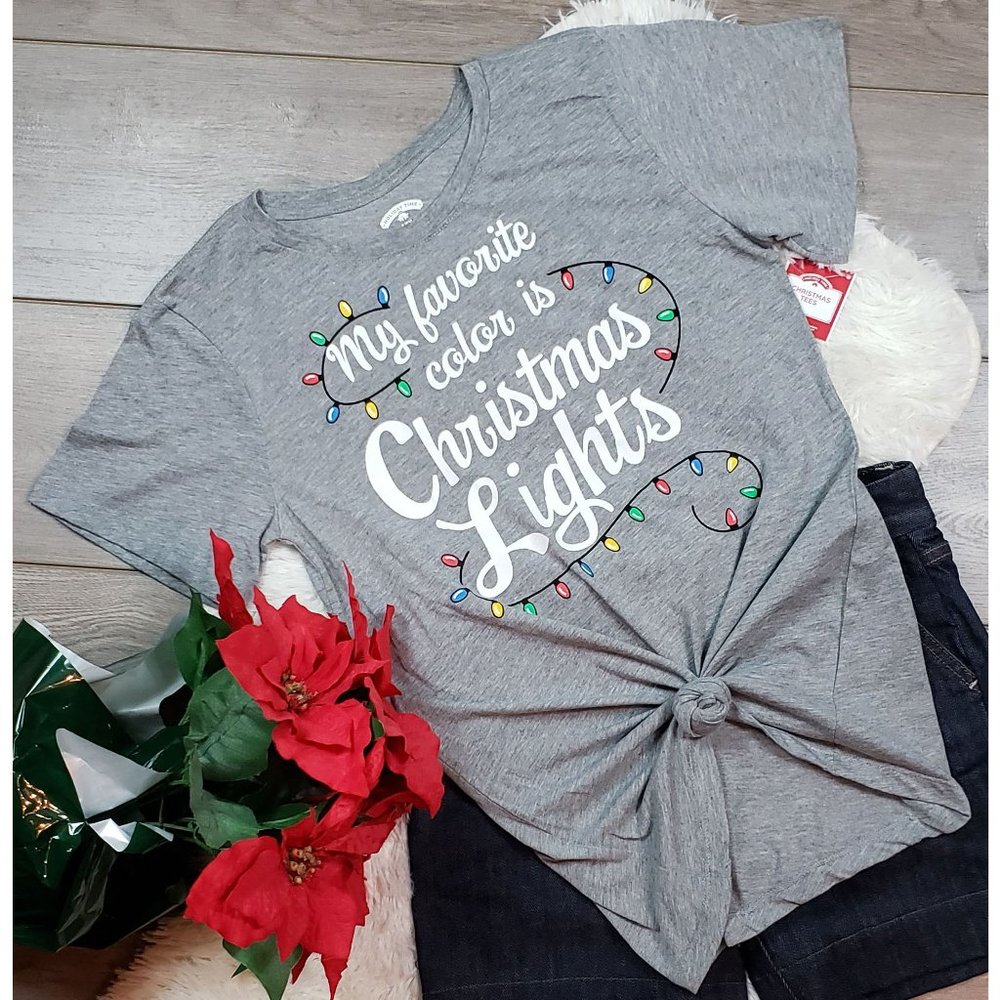 Holiday Time Christmas Lights Graphic Tee Sz S, M, 2X NWT